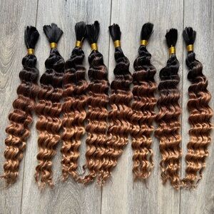 14” Ombre Deep Wave Human Hair Bundles – Real Human Hair Extensions & Braiding